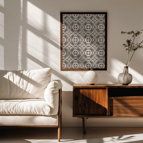 Beige and Black Tile Pattern Poster