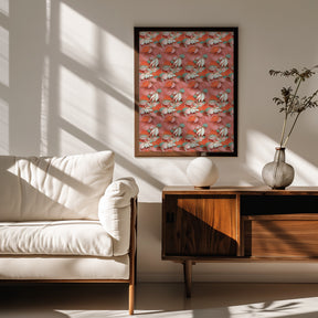 Orange Floral Pattern Poster