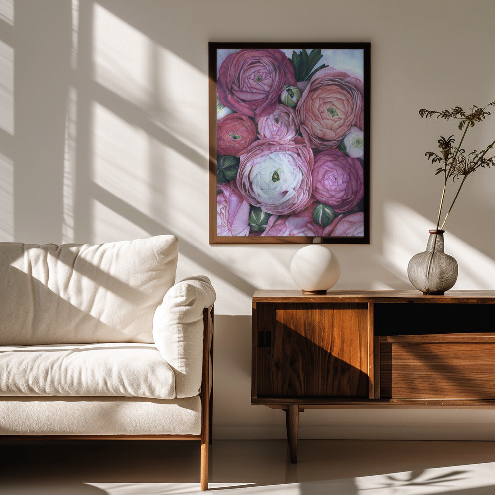 Arleth ranunculus bouquet in cold pink Poster