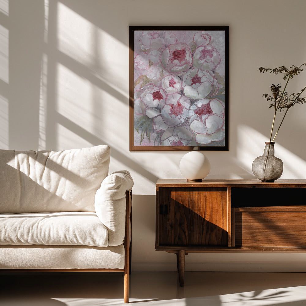 Nuria bouquet of peonies in pink Poster