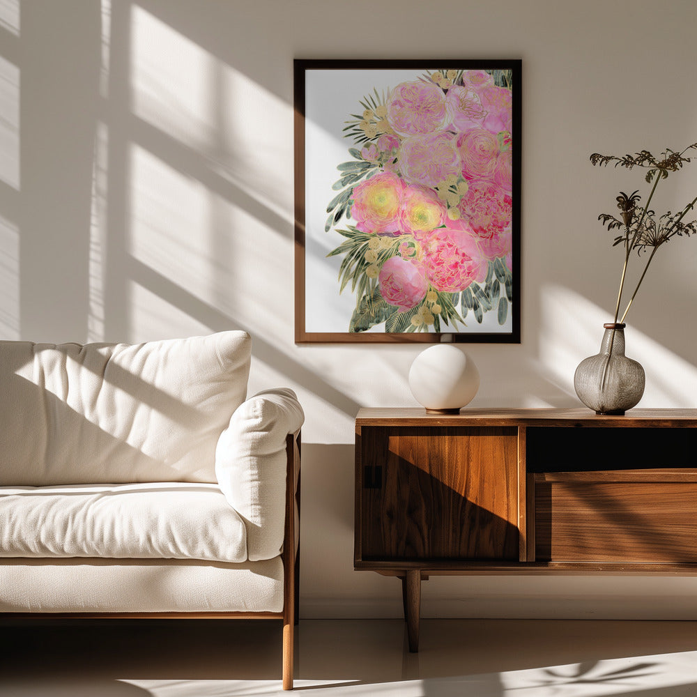 Rekha floral art in light pink watercolor Poster