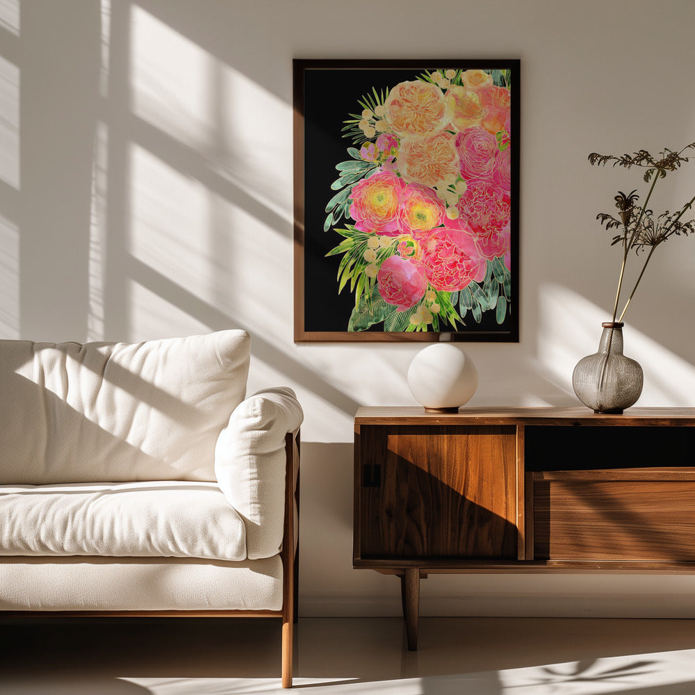 Rekha floral art in bright watercolor Poster