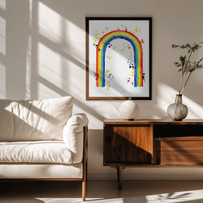 Rainbow watercolor with splatters Poster