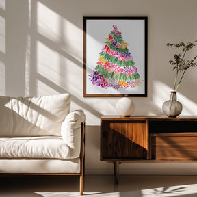 Floral watercolor Christmas tree Poster