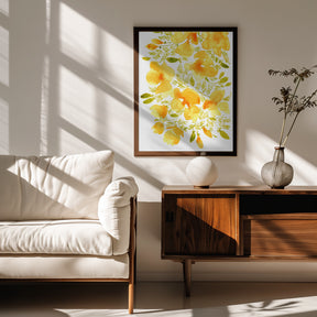 Watercolor California poppies quad 3 Poster