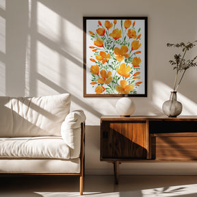 Watercolor California poppies Poster