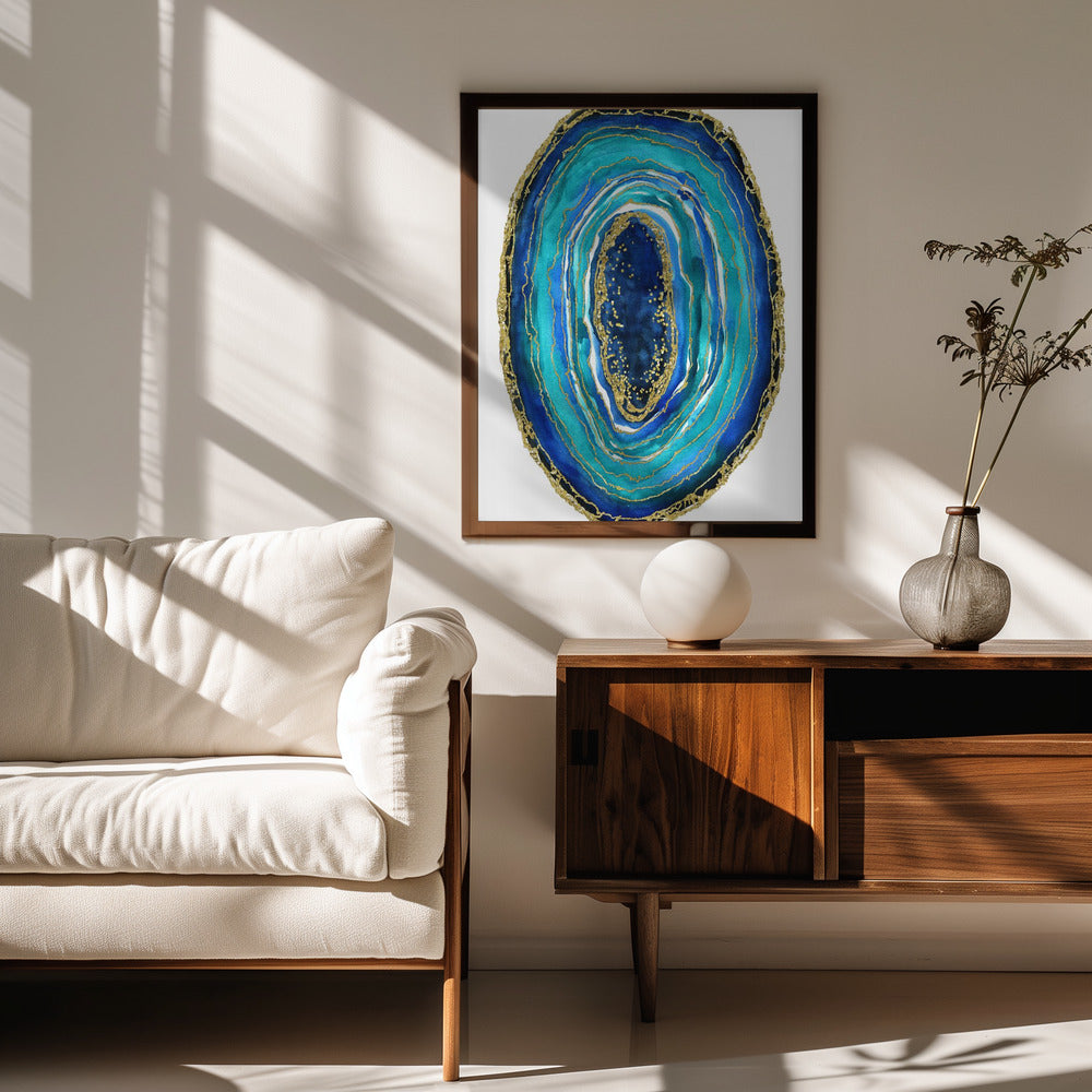 Turquoise and blue geode Poster