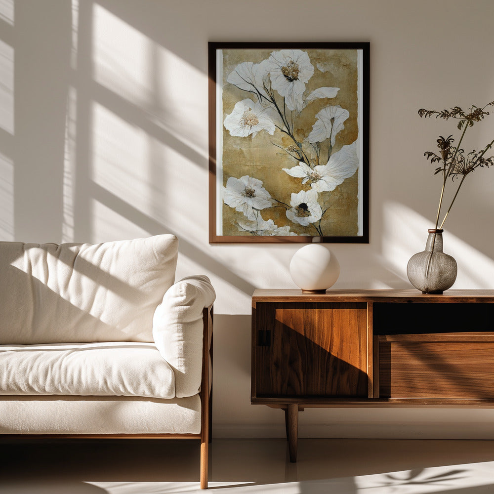 White Dry Flowers Poster