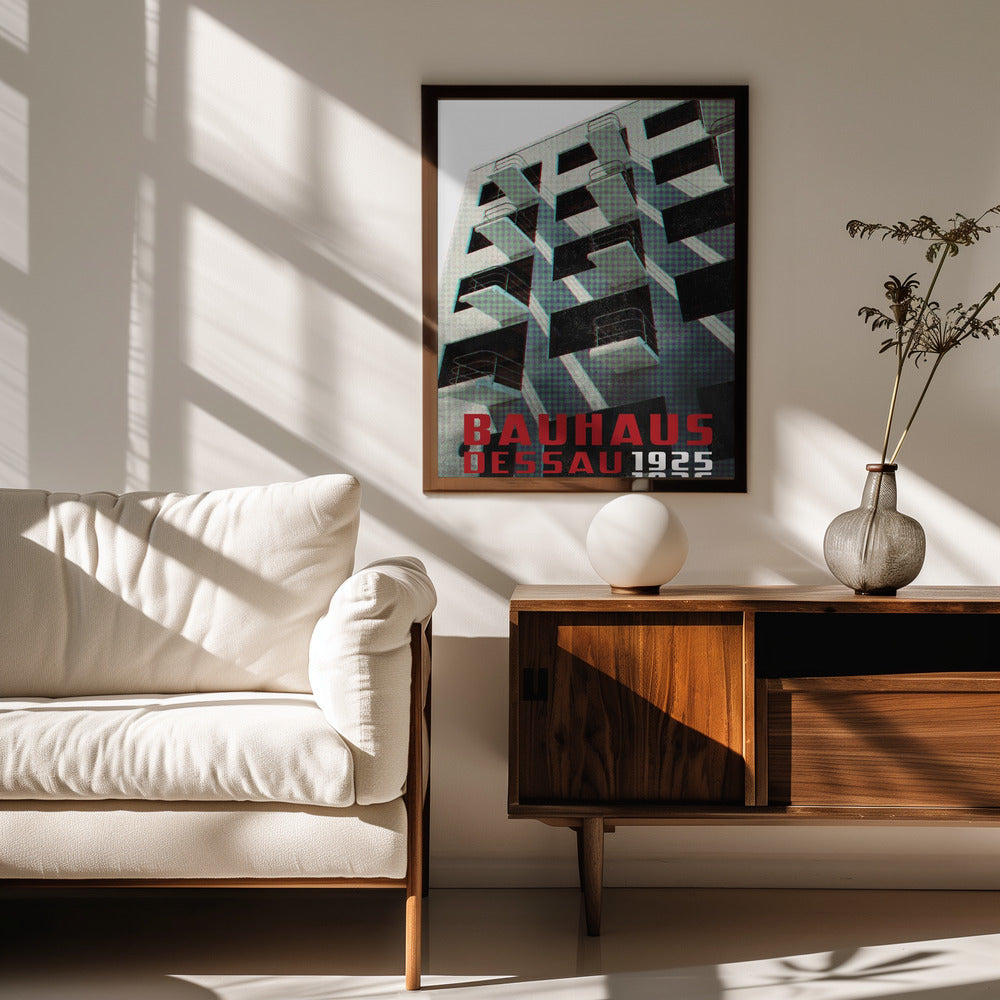 Bauhaus Dessau architecture in vintage magazine style VII Poster