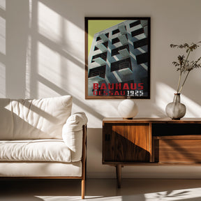 Bauhaus Dessau architecture in vintage magazine style VIII Poster