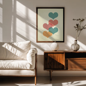 Mid century hearts I Poster