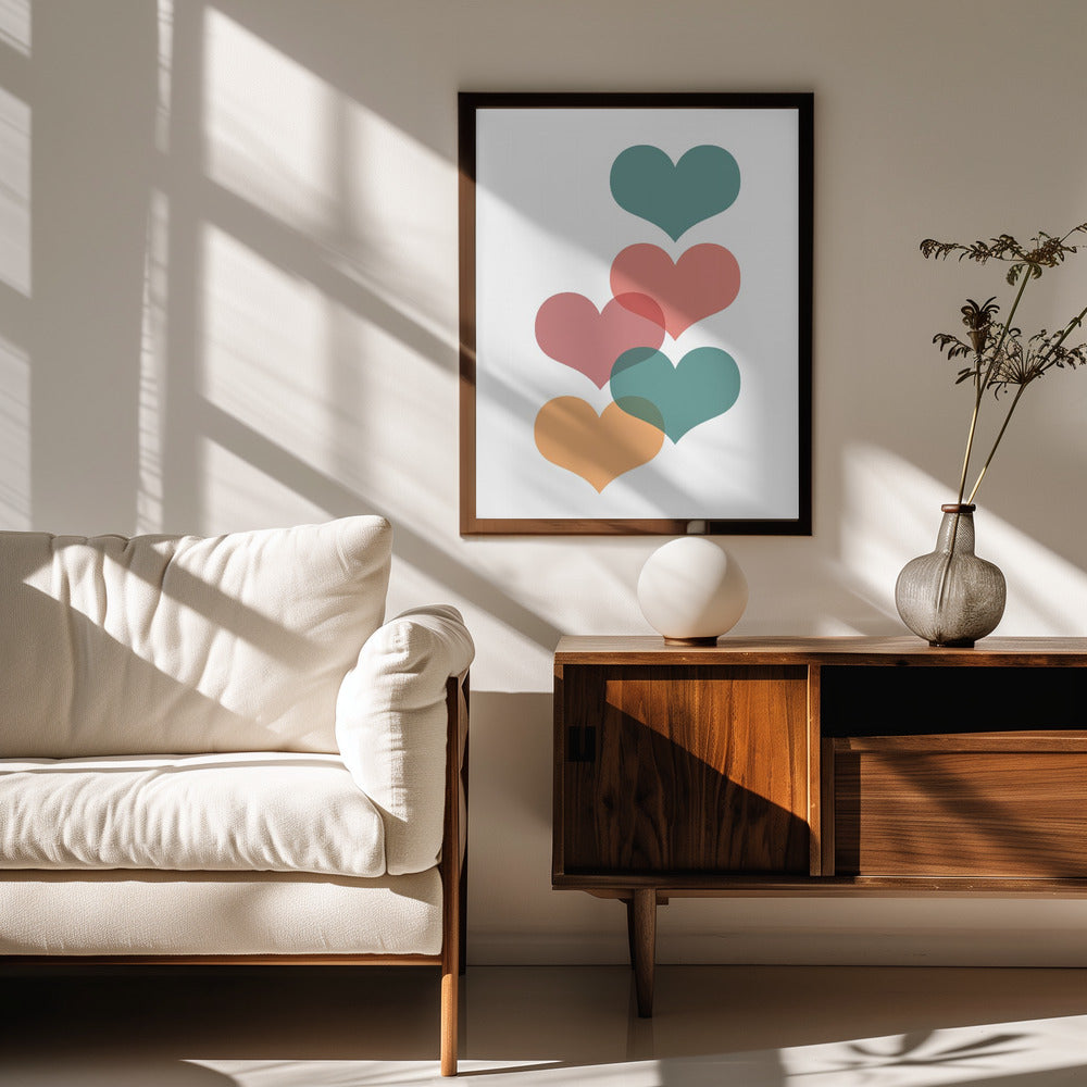 Mid century hearts Poster