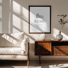 Rome coordinates with Colosseum sketch Poster