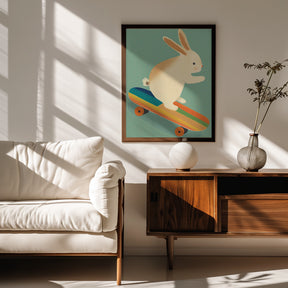 Bunny On Skateboard Poster