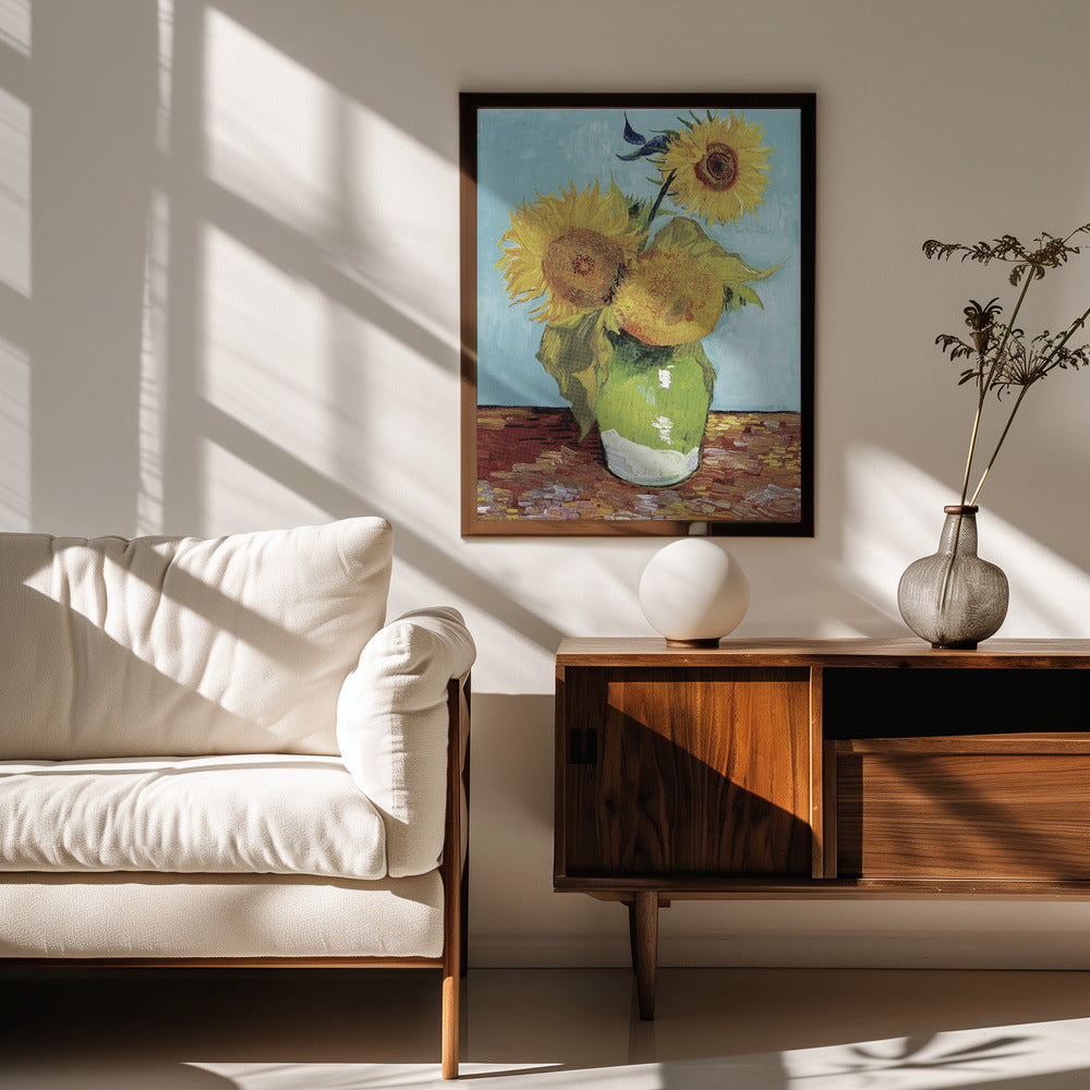 Vase With Three Sunflowers Poster