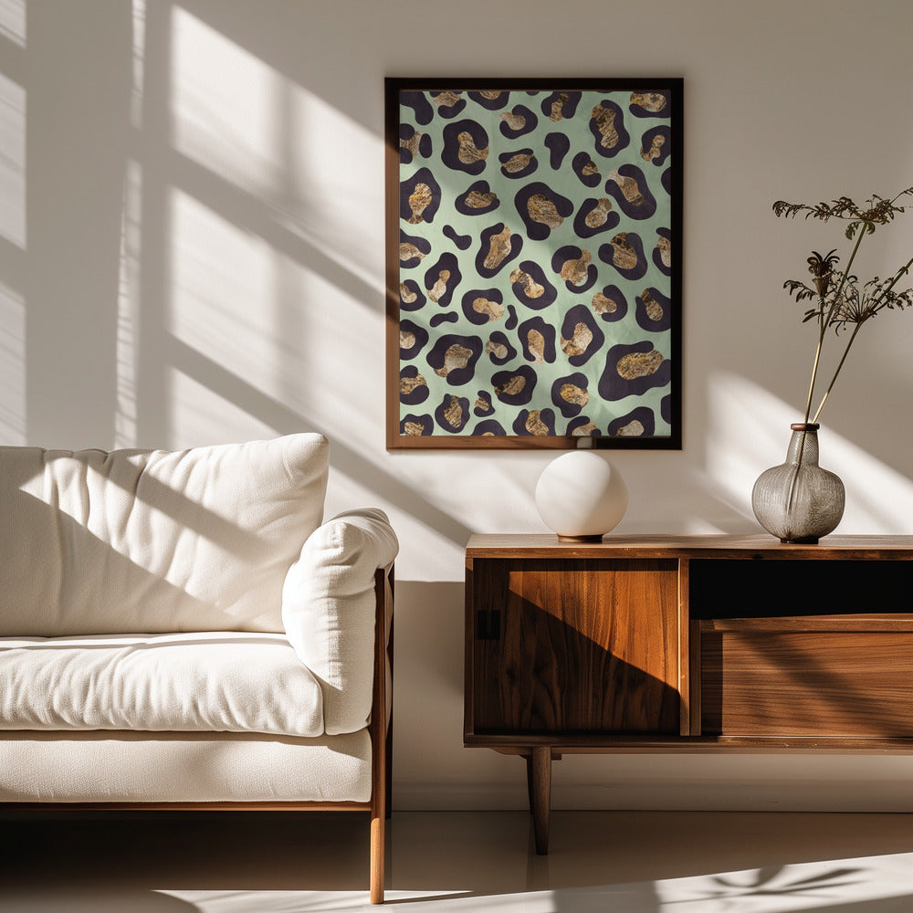 Gold leopard print green Poster