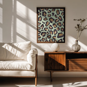 Gold leopard print green Poster