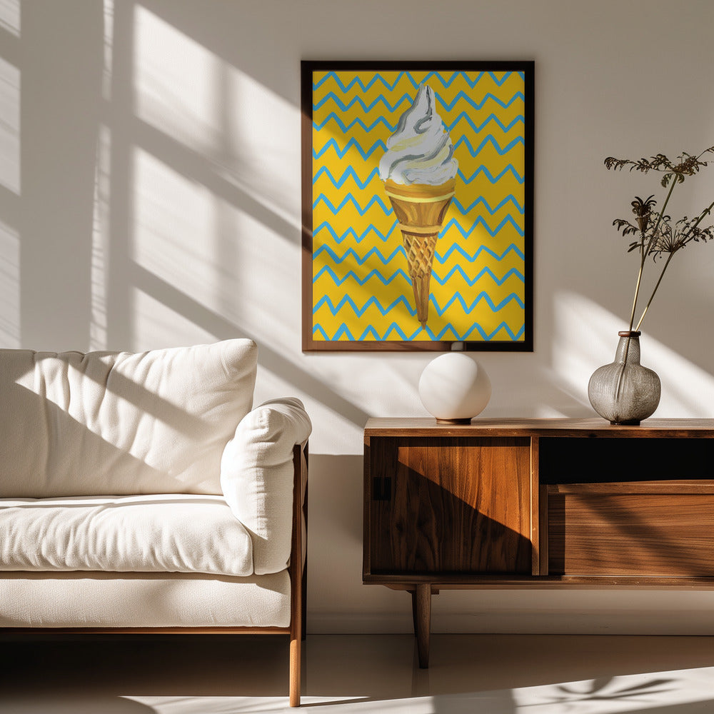 Ice Cream Yellow Zigzag Poster