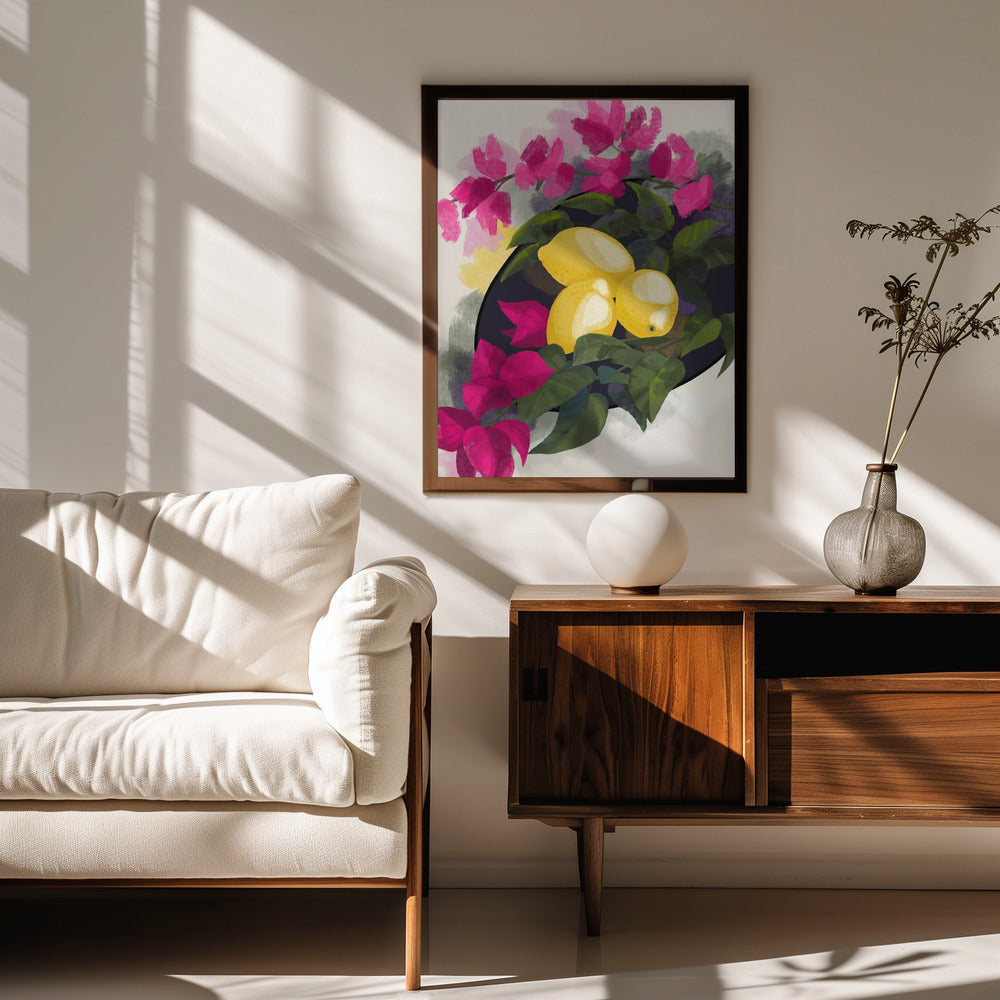 Bougainvillea and lemons Poster