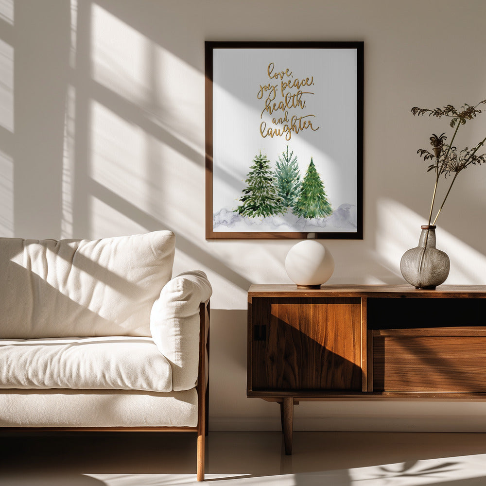 Christmas trees with holiday wishes Poster