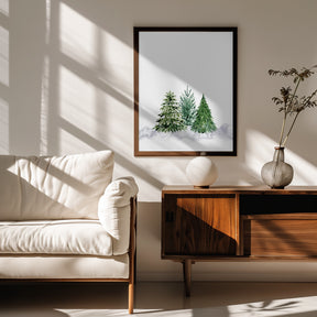 Three watercolor pine trees Poster