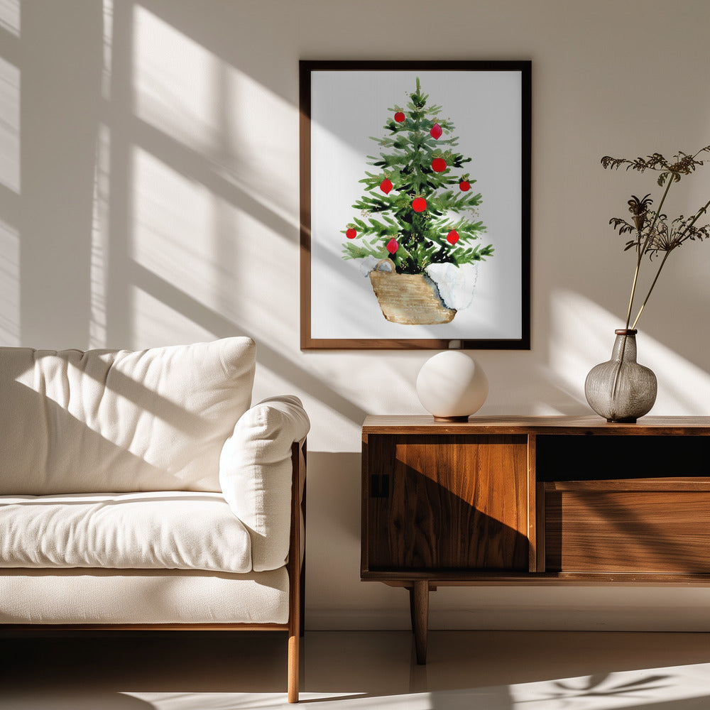 Cozy watercolor Christmas tree Poster