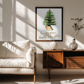 Cozy Christmas tree with holiday wishes Poster