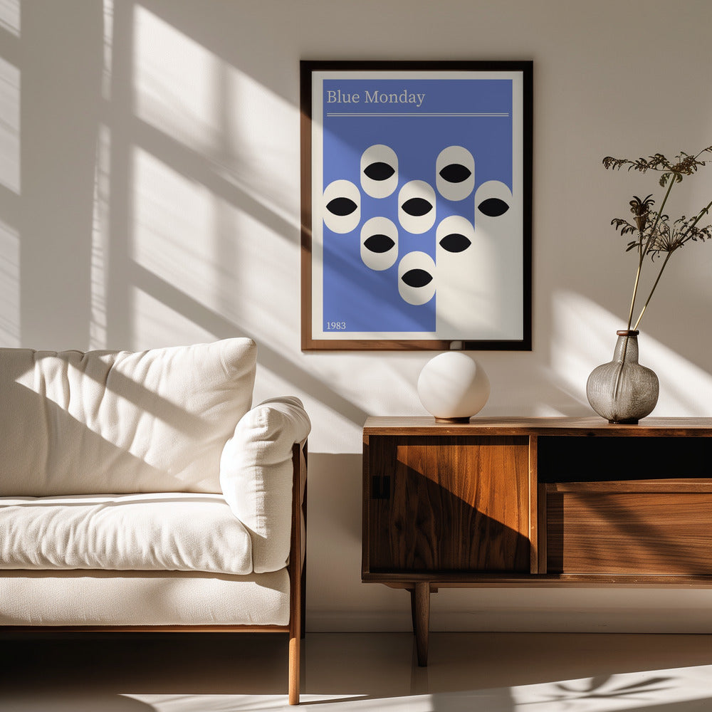 Blue Monday Abstract Retro Poster