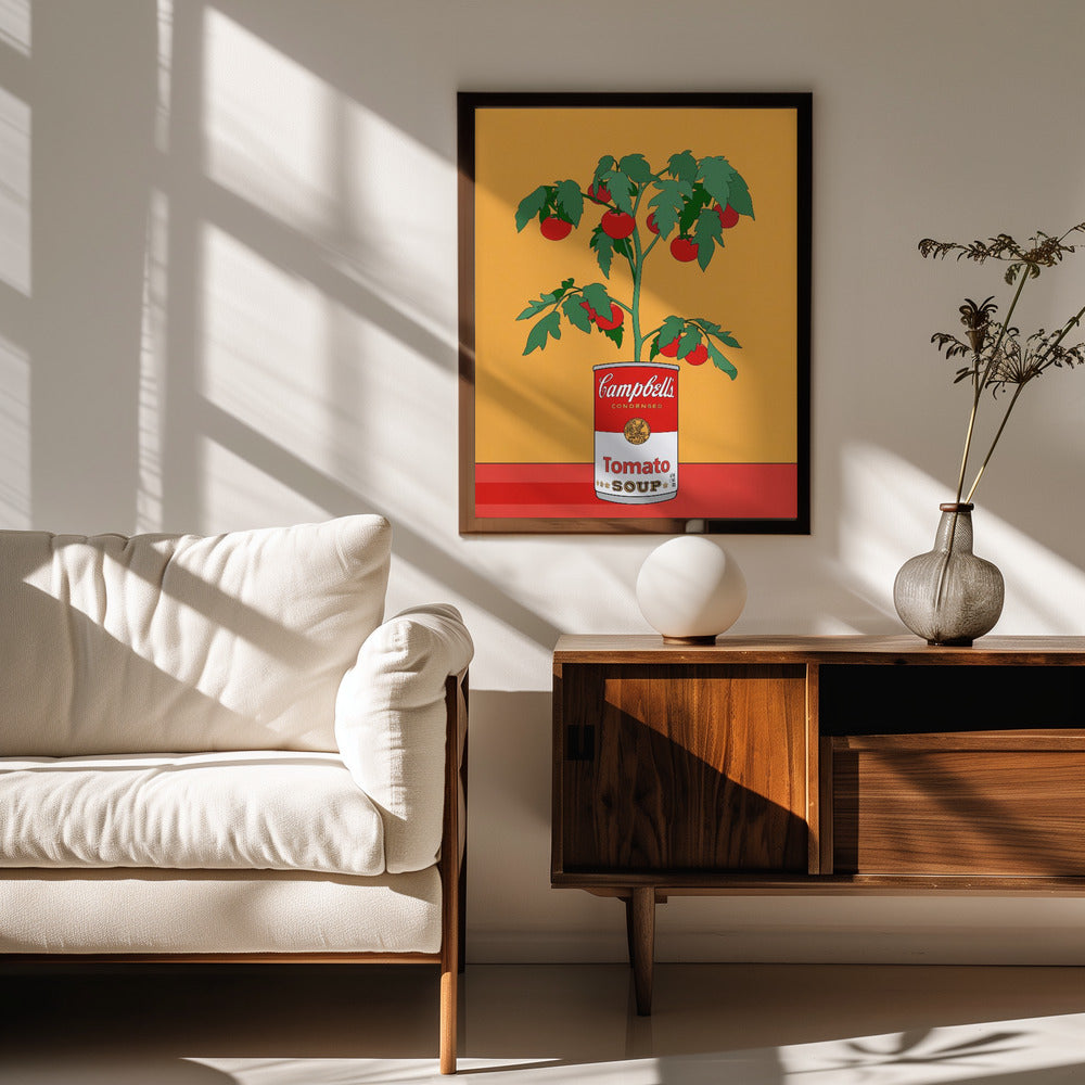 Campbells Soup Tomato Plant Retro Illustration Poster