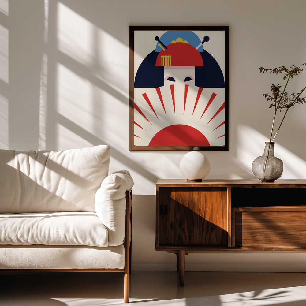 Geisha Girl Retro Minimalist Design Poster