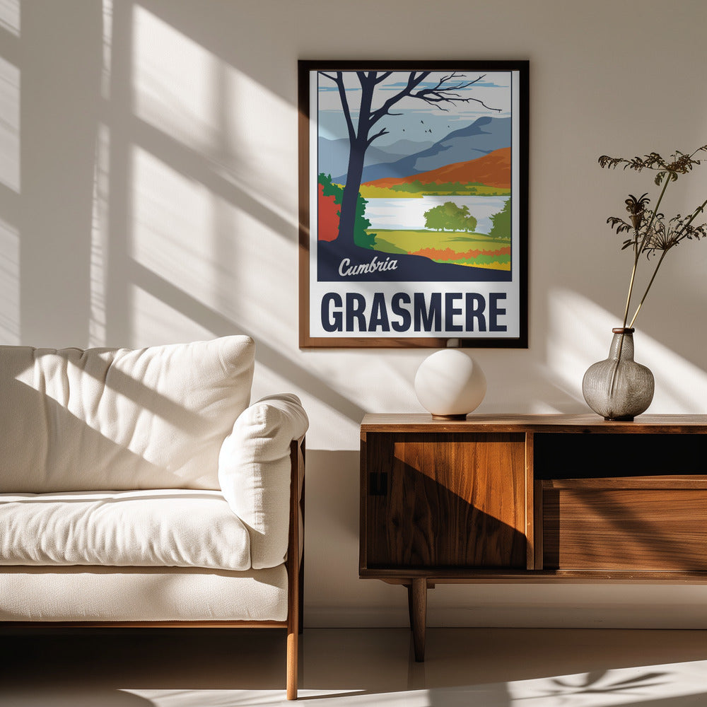 Grasmere Lake District Travel Print Poster