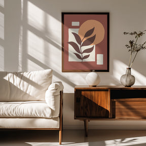 Abstract Boho Leaves And Sun Poster