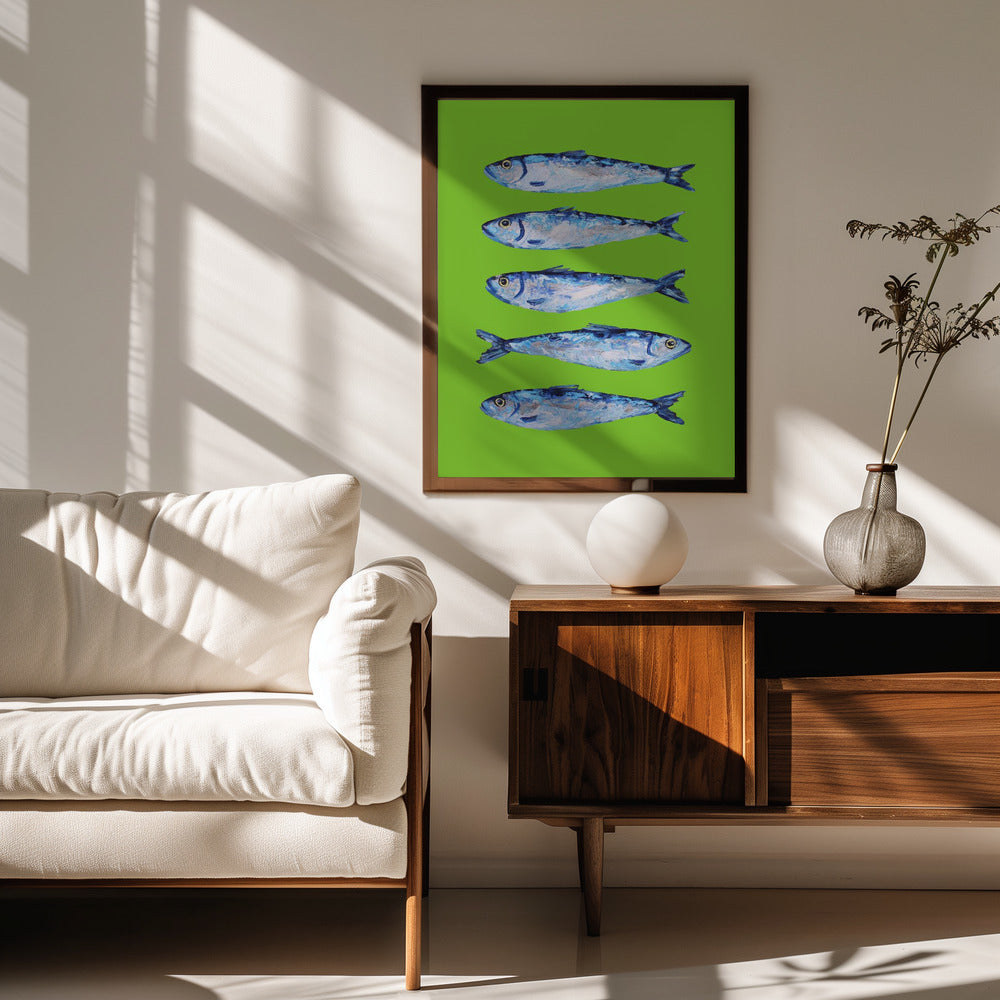 Sardines Lime Green Poster