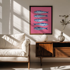 Sardines on Pink Poster