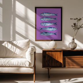 Sardines on Purple Poster