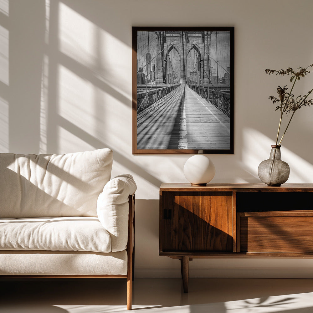 NEW YORK CITY Brooklyn Bridge - upright slim panorama Poster