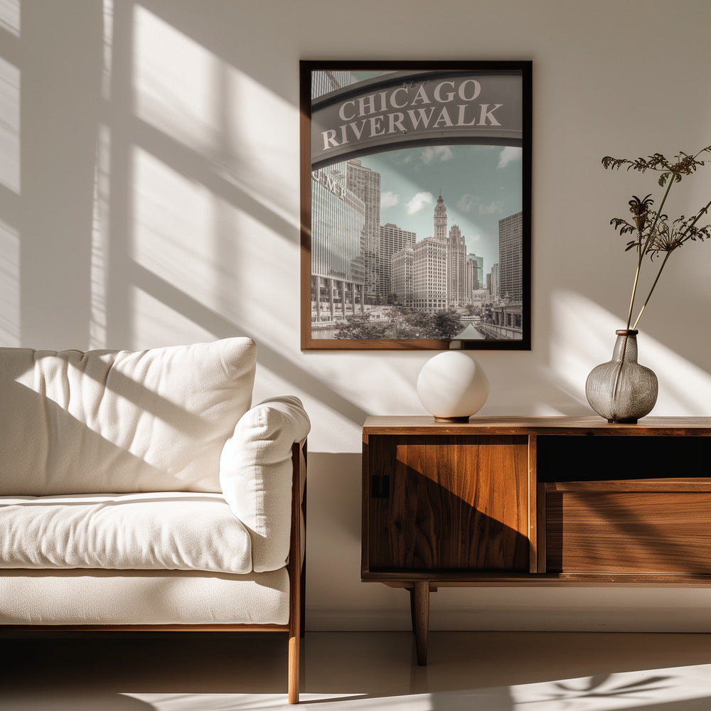 CHICAGO Riverwalk | urban vintage style Poster