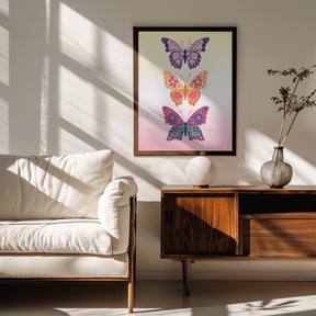 Colorful floral butterflies II Poster