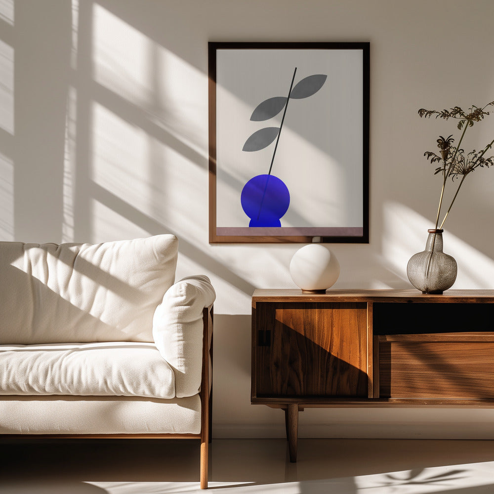 Blue round vase Poster