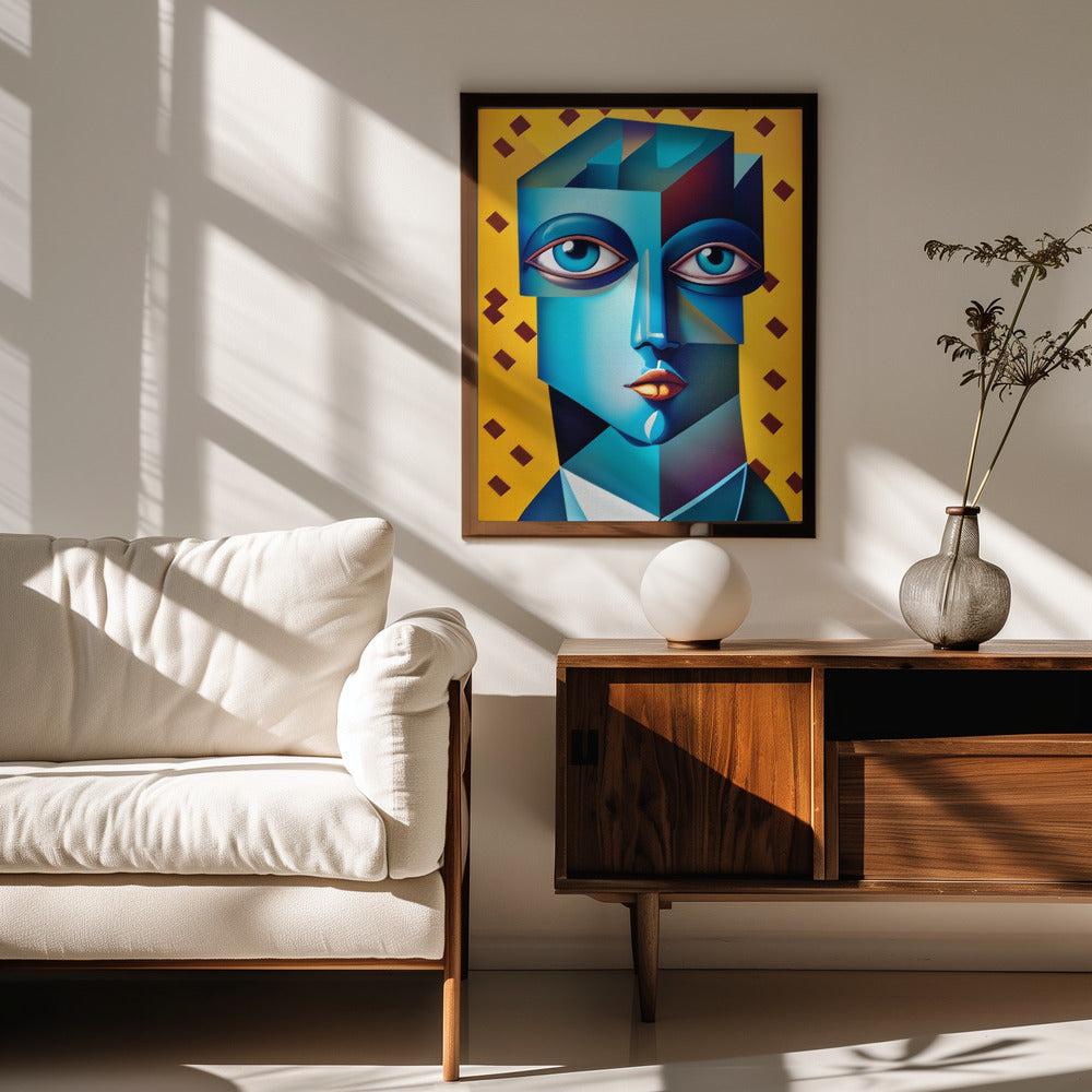 Cubist Abstract Face Poster