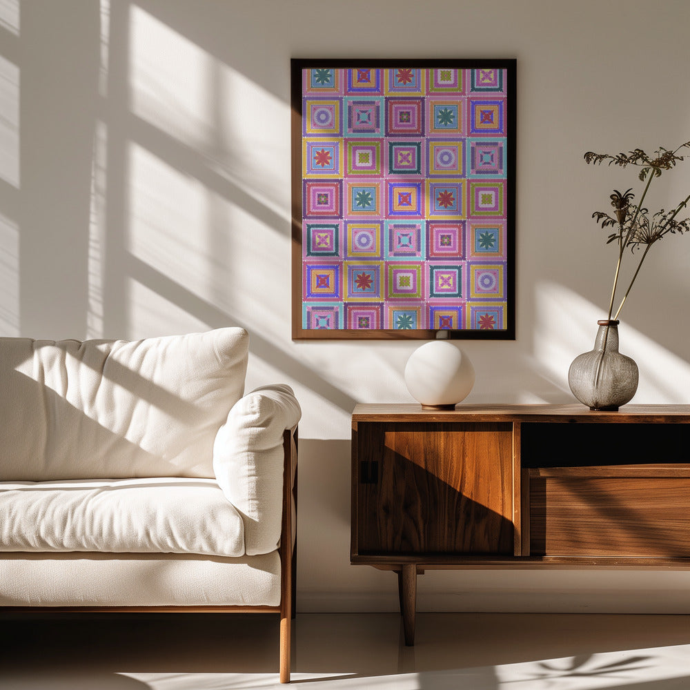 Colorful digital grandma squares I Poster