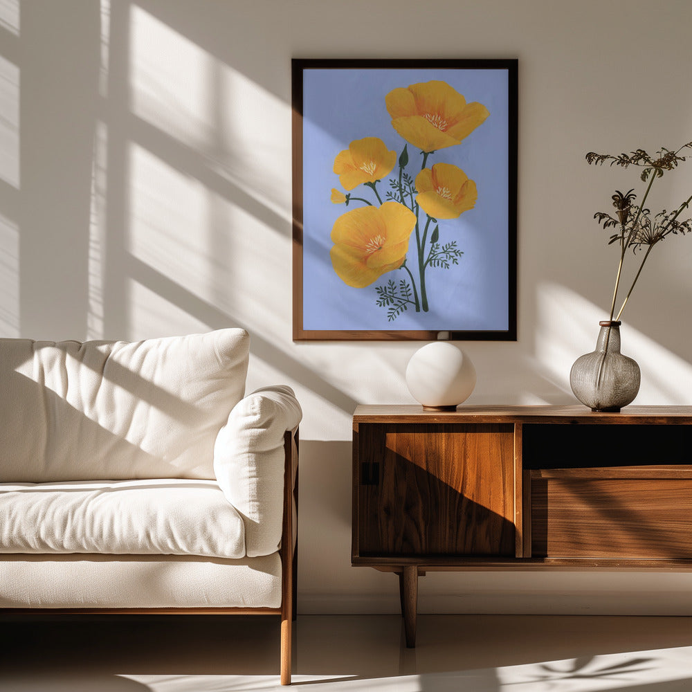 Bouquet of orange California poppies Poster