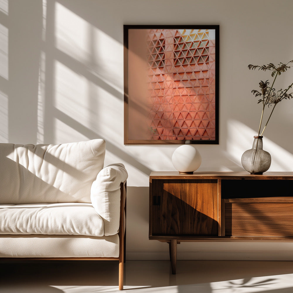 Coral details of Oaxacan Architecture in Mexico Poster