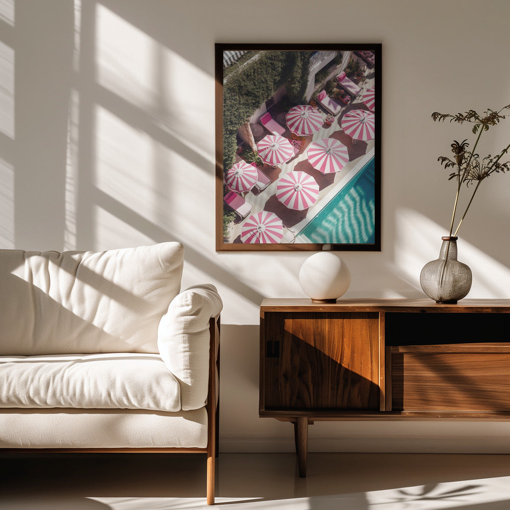 Glam Pool Pink Umbrella Poster