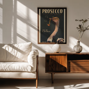 Art Deco Prosecco Wall Art Of An Ostrich Poster