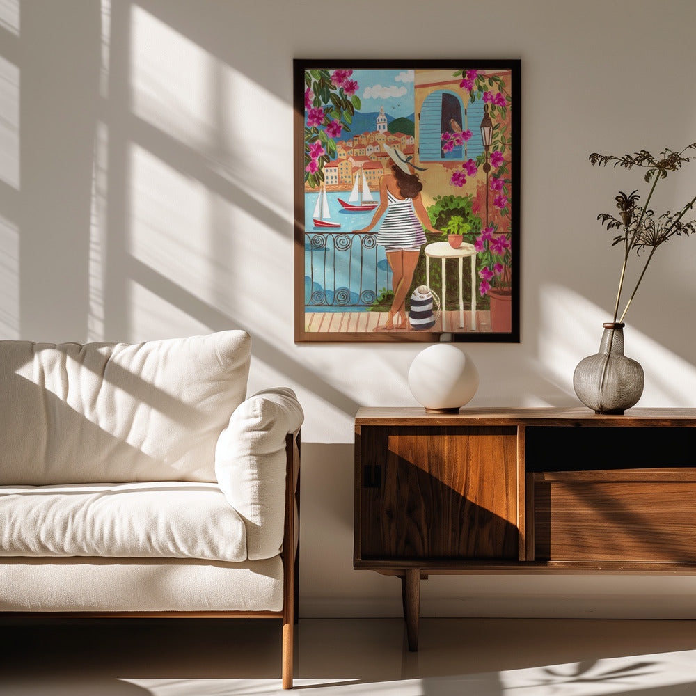 Travel poster woman in Saint-Tropez, France Poster