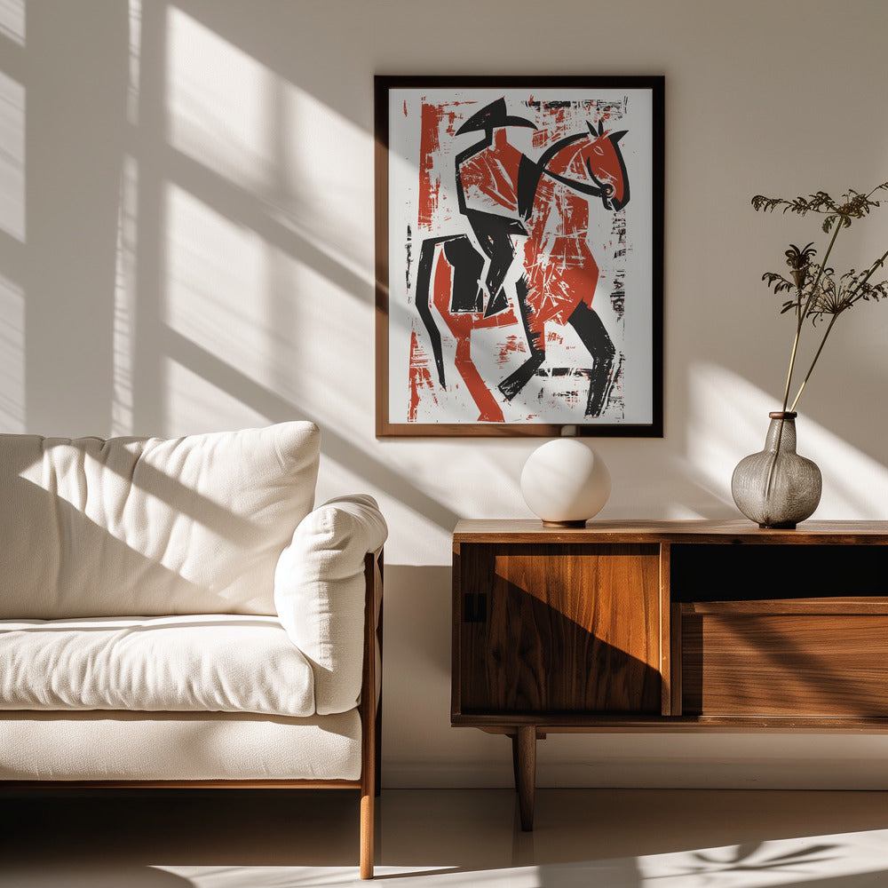 Abstract Horse Rider Poster