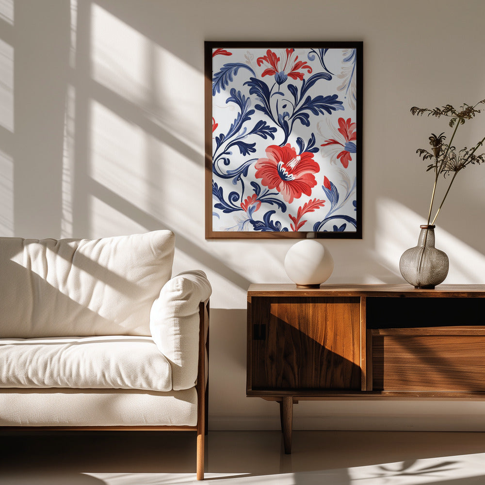 Floral In Blue and Red Poster