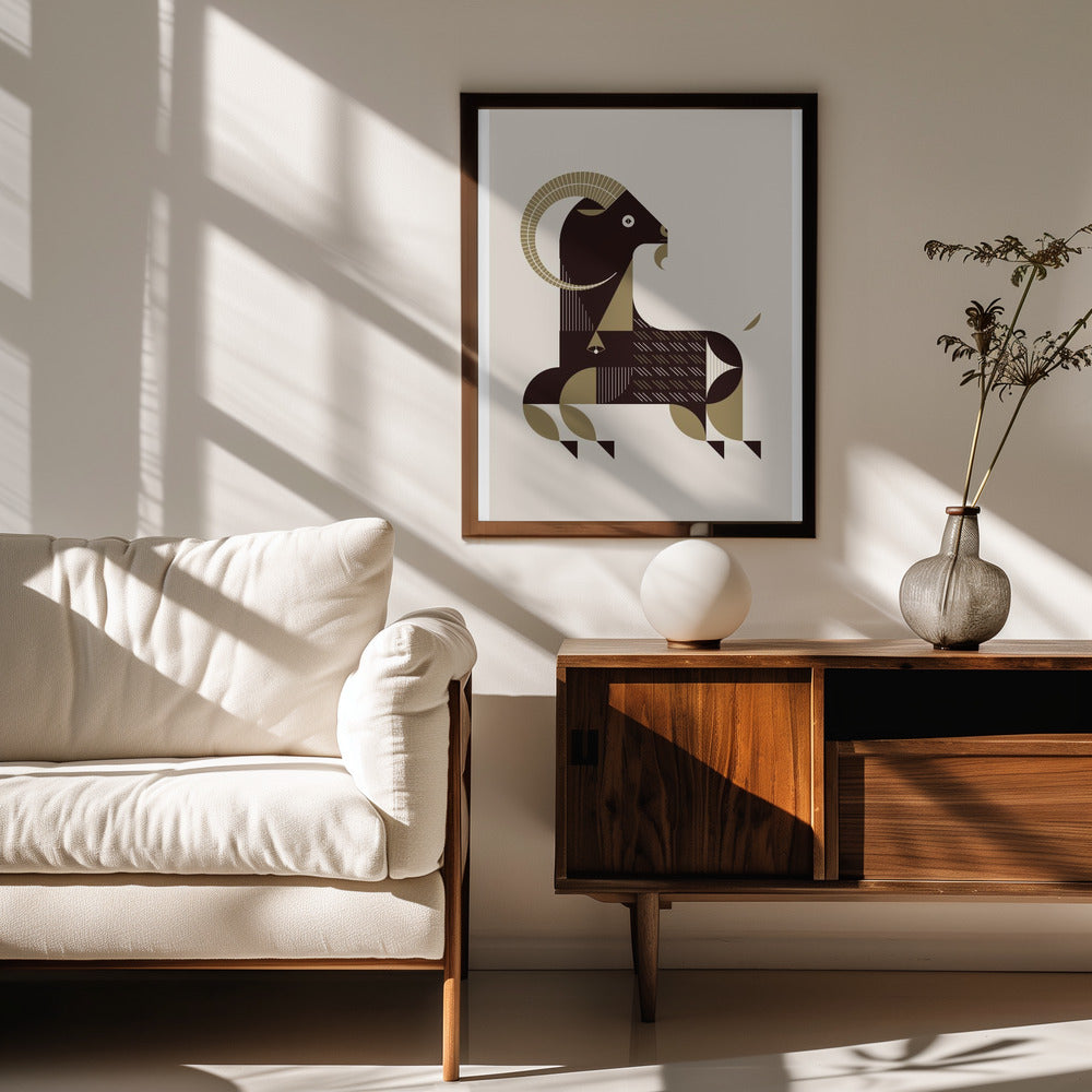 Golden Animals - Kri Kri Goat (White) Poster