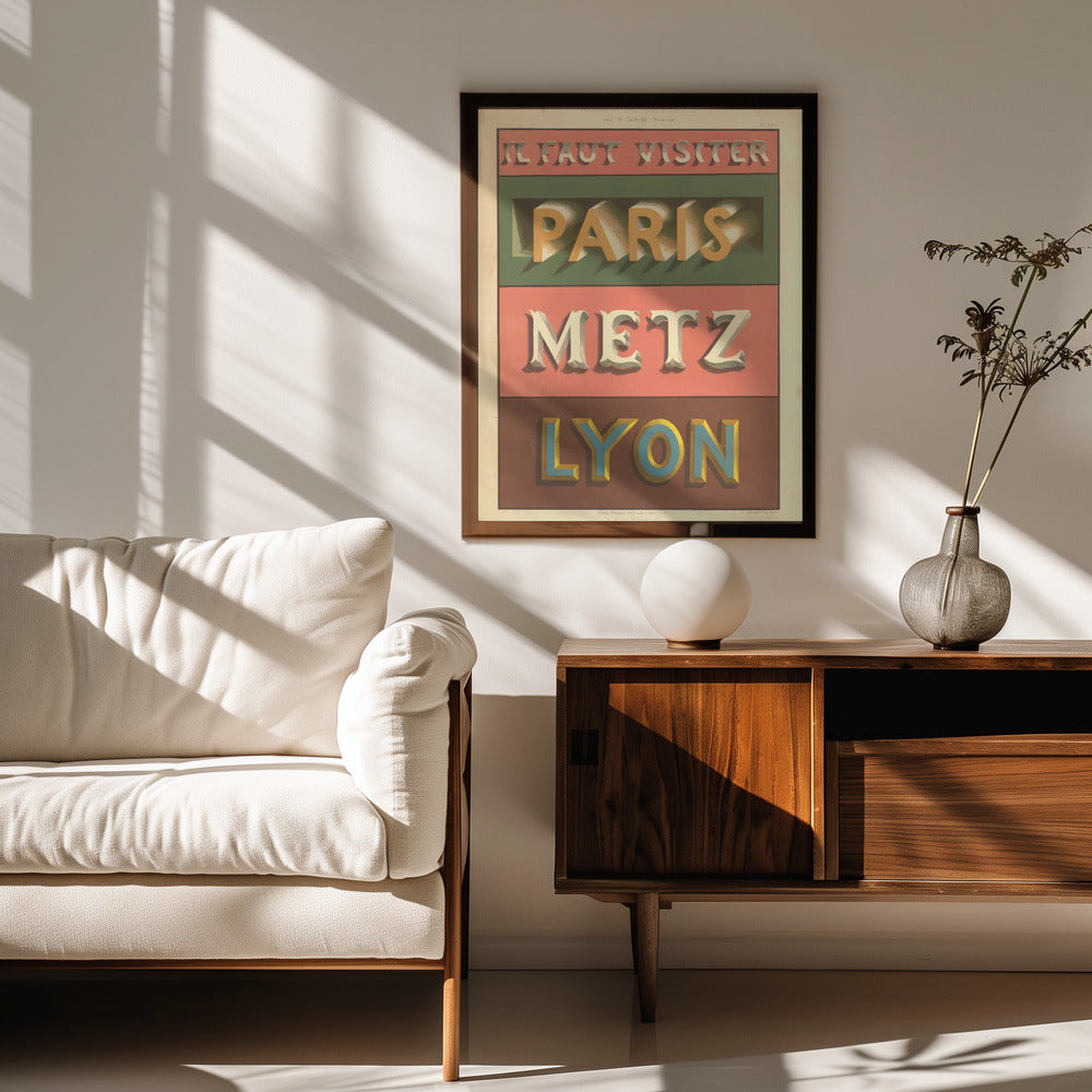 Paris Metz Lyon Poster